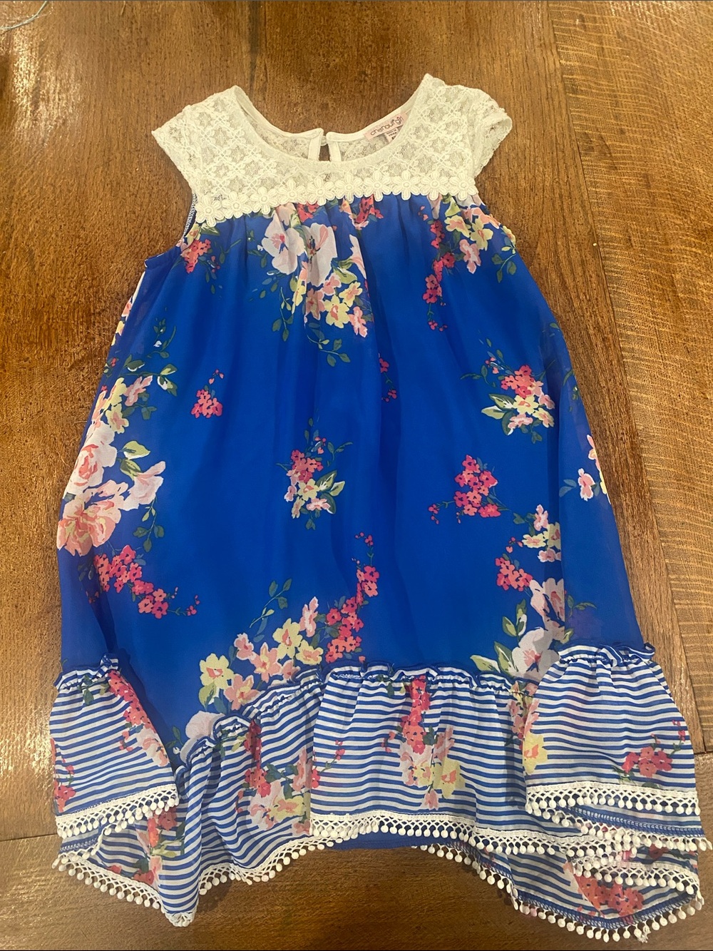 Chenault Girls size 6X Floral Lace-Yoke Dress